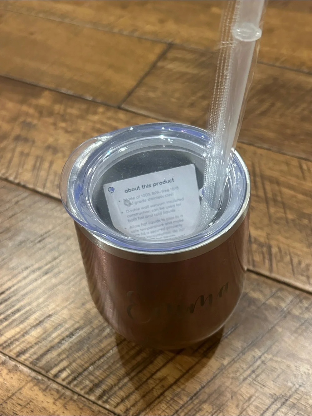 Personalized Emma Stainless Steel Wine Tumbler - Rose Gold